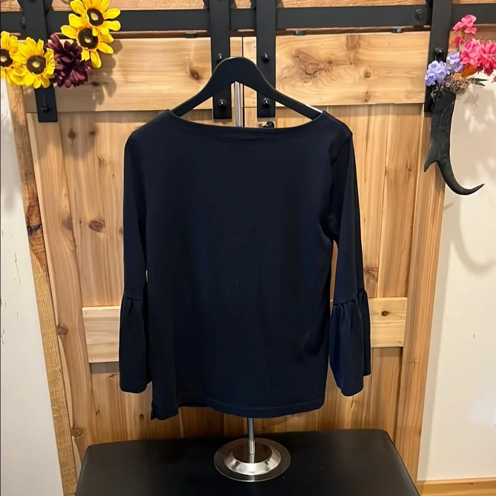 J. Crew Black Shirt with Bell Sleeves